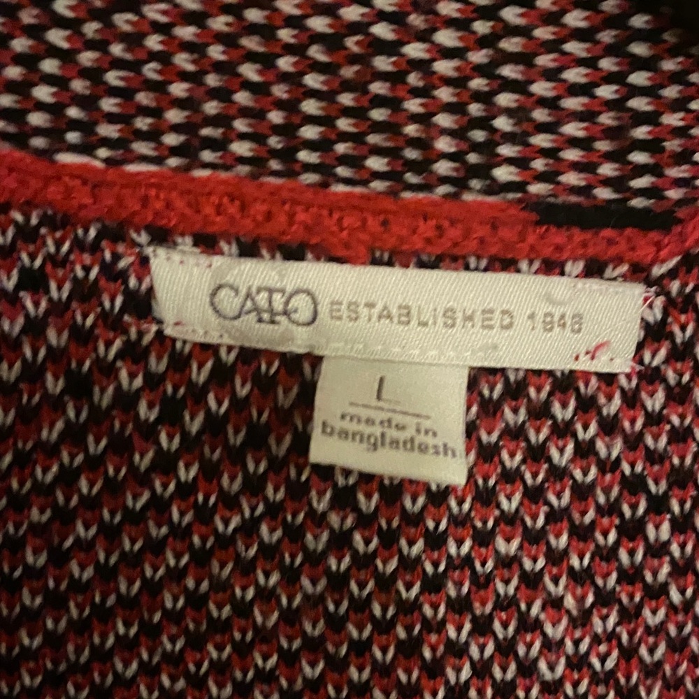 Cato Red and Black Knit Cardigan - Picture 2 of 4